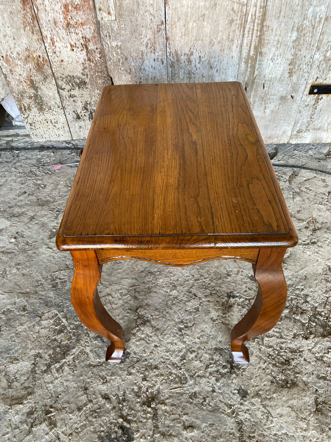 Louis xv style writing table nightstand wood + drawer 19th century walnut vintage