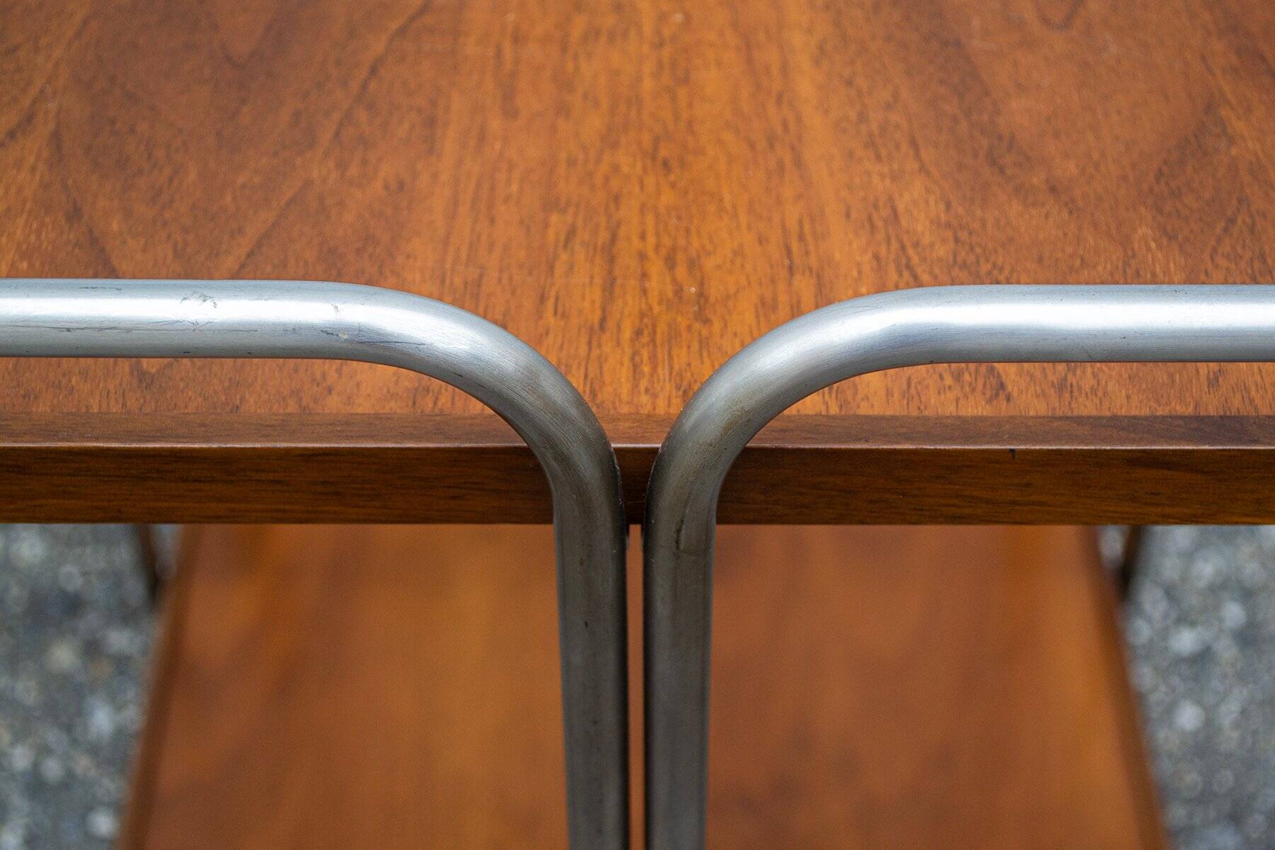 Wooden and chrome-plated metal bar cart, 1950s