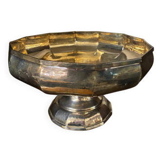 Hammered silver metal cup on stand, tweek-shaped, 1970s
