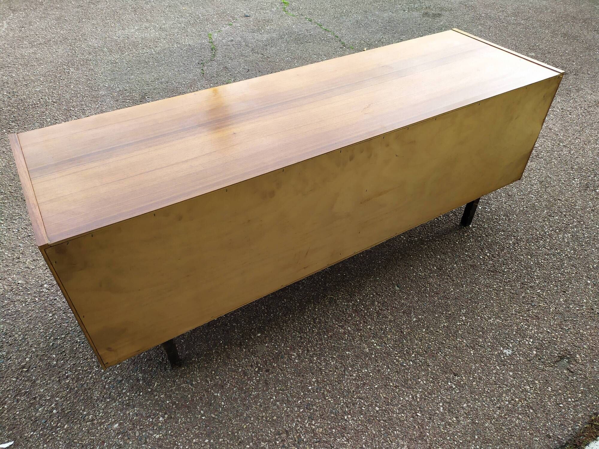 Vintage sideboard in wood, metal foot, 6 drawers