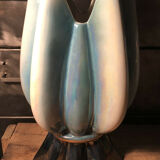 Pair of vases in iridescent ceramic shape flower