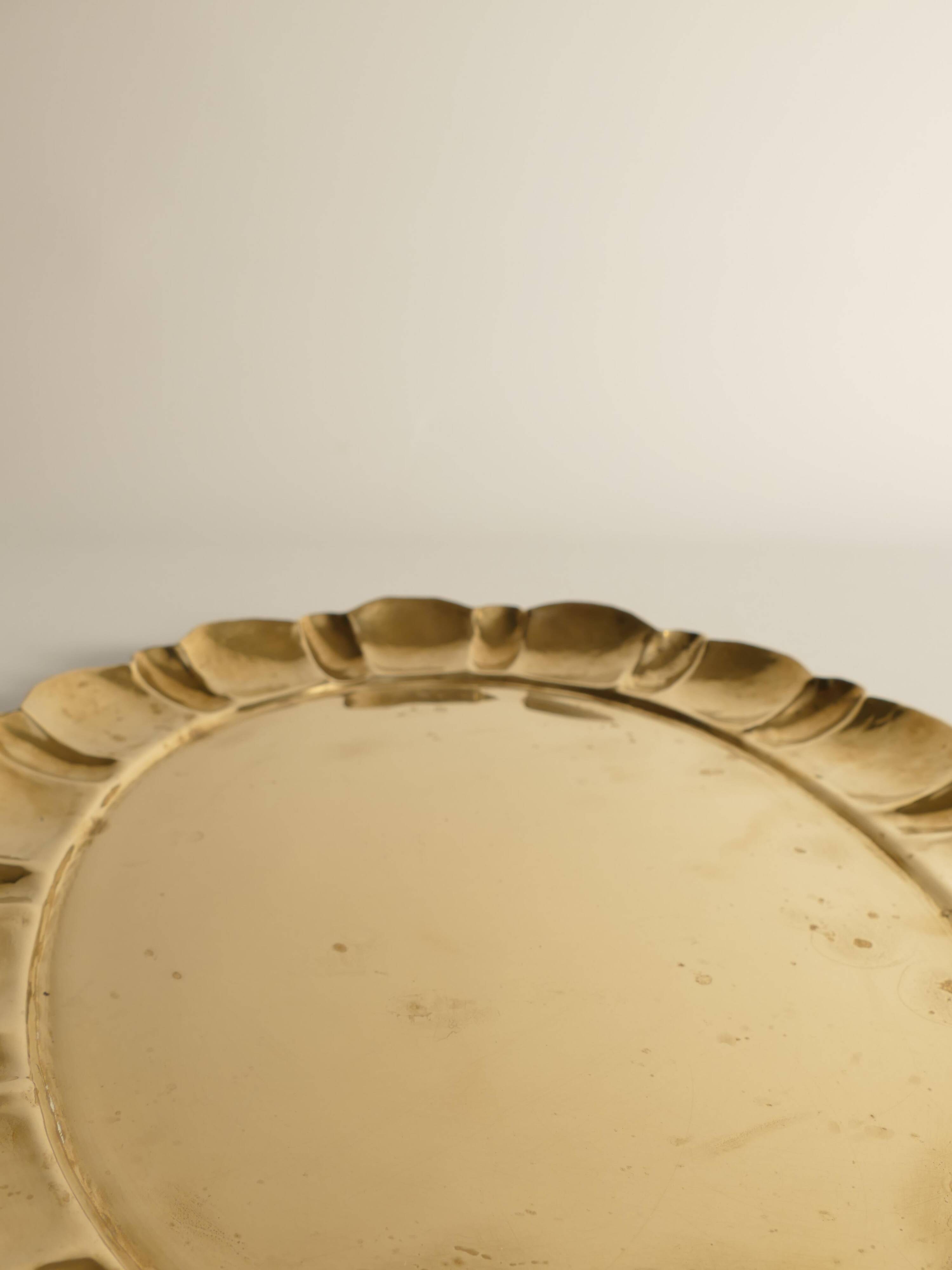 Hollywood Regency Large Oval Brass Tray by Firma Lars Holmström, Sweden 1940's