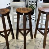 Set of 3 Vintage Brutalist Bar Stools from the 1970s