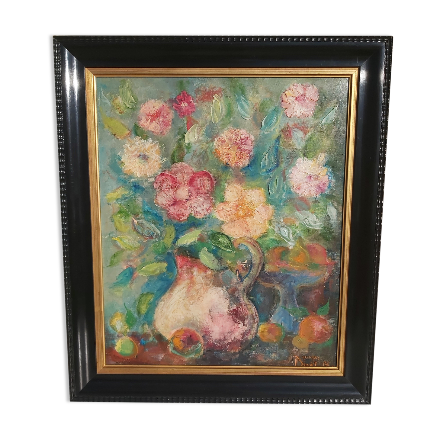 Oil on canvas bouquet of flowers Georges Benoit