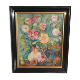 Oil on canvas bouquet of flowers Georges Benoit