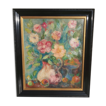Oil on canvas bouquet of flowers Georges Benoit