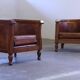 Set of vintage club chairs in leather, 1920s