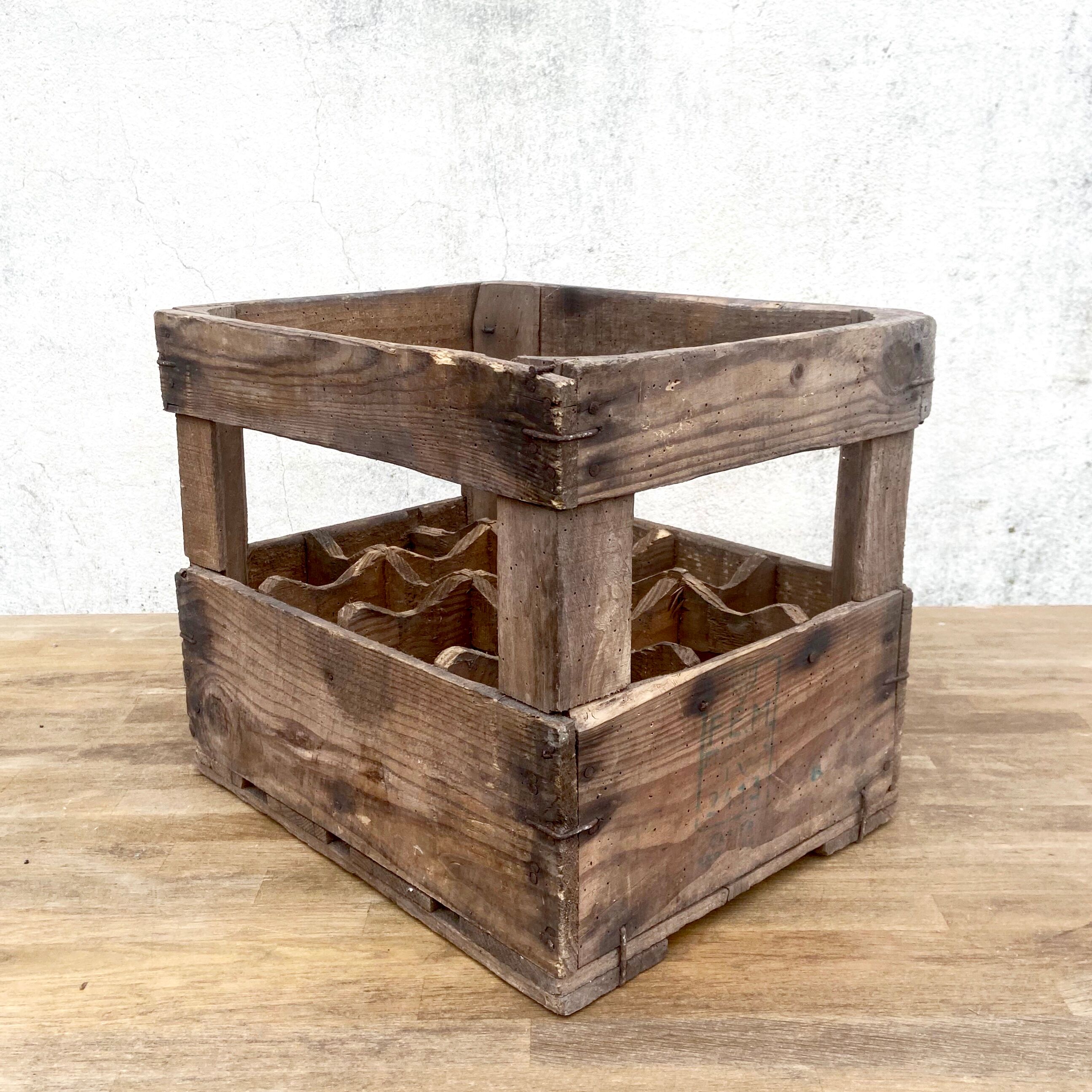 Old Vintage wooden locker box for 12 bottles
