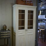 Showcase 2 doors mesh in fir 1930 patinated white