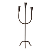 XXL Black Iron Brutalist Candlestick for 3 Candles - Handmade, Italy, 1960s