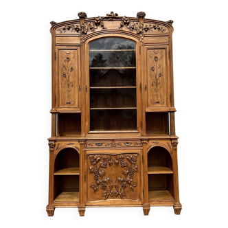 After Louis Majorelle: Nancy school library in walnut and ash Art Nouveau period