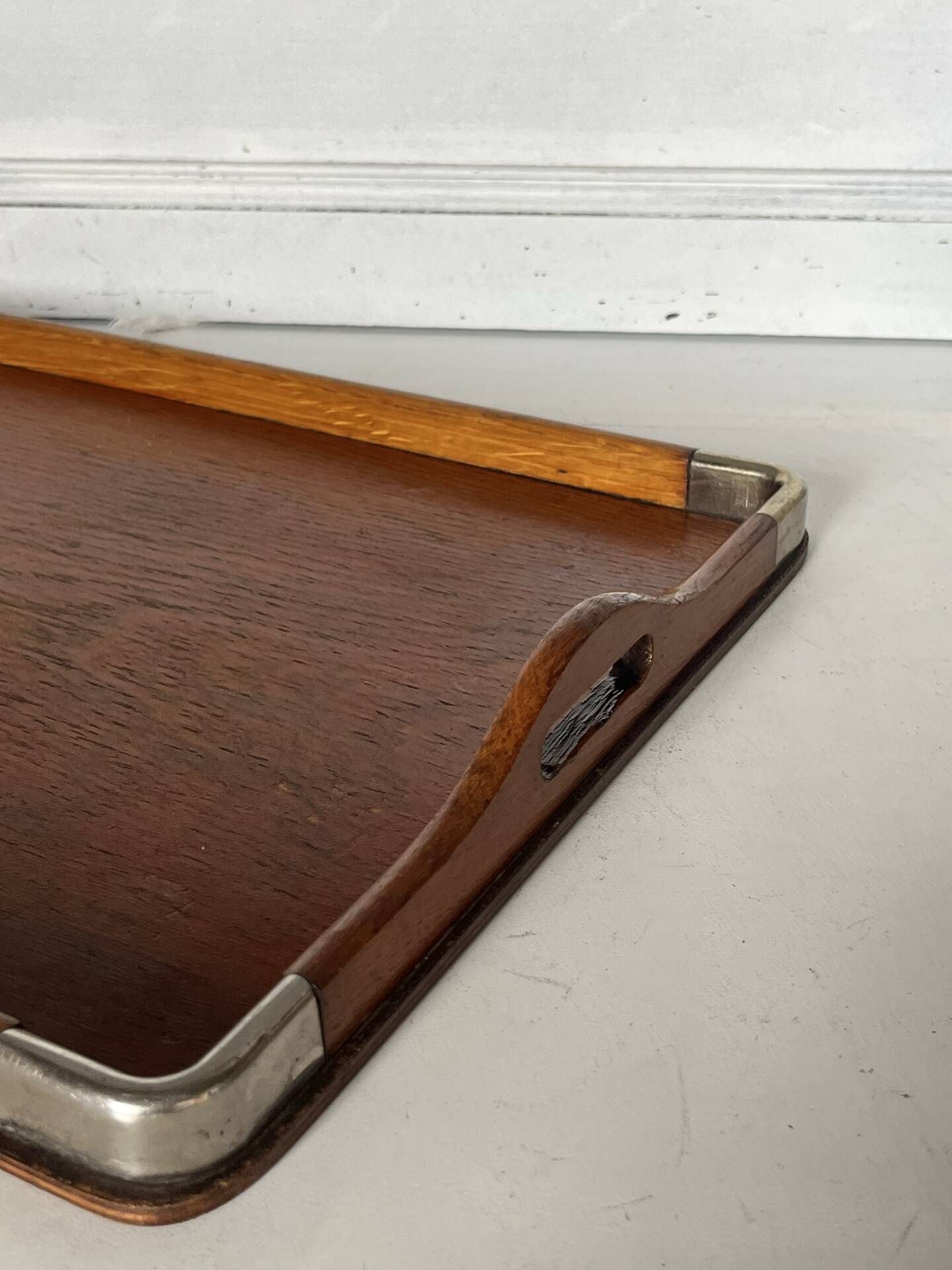 Wood and metal serving tray