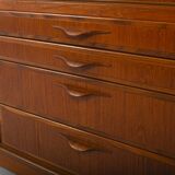 High Quality Danish Highboard with Brass Handle Inlays 1950s
