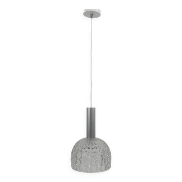 Vintage pendant lamp with glass shade with bubble pattern, 1960s