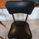 5 chairs in wood and black faux leather, Scandinavian style
