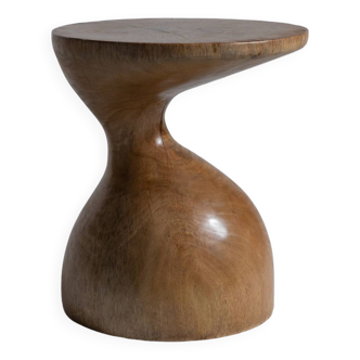 End table in solid wood (monoxyle) organic shape natural color