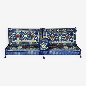 Oriental blue floor couch