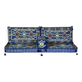 Oriental blue floor couch