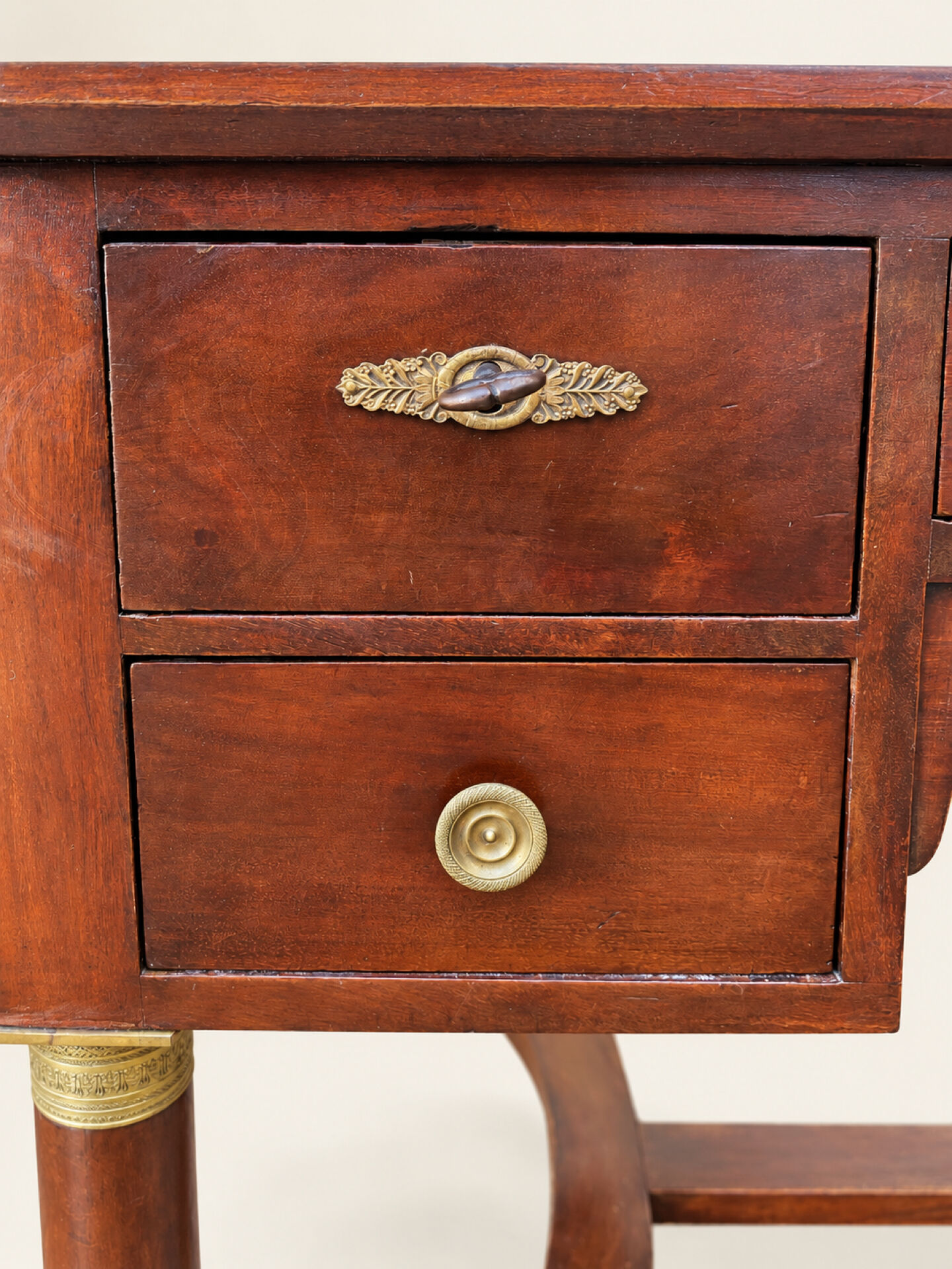 Empire style flat desk in mahogany