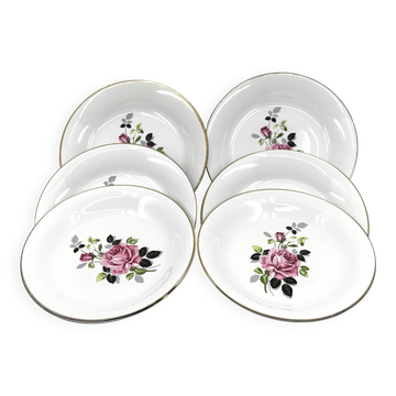 6 earthenware soup plates • L'Amandinoise • Circa 1950