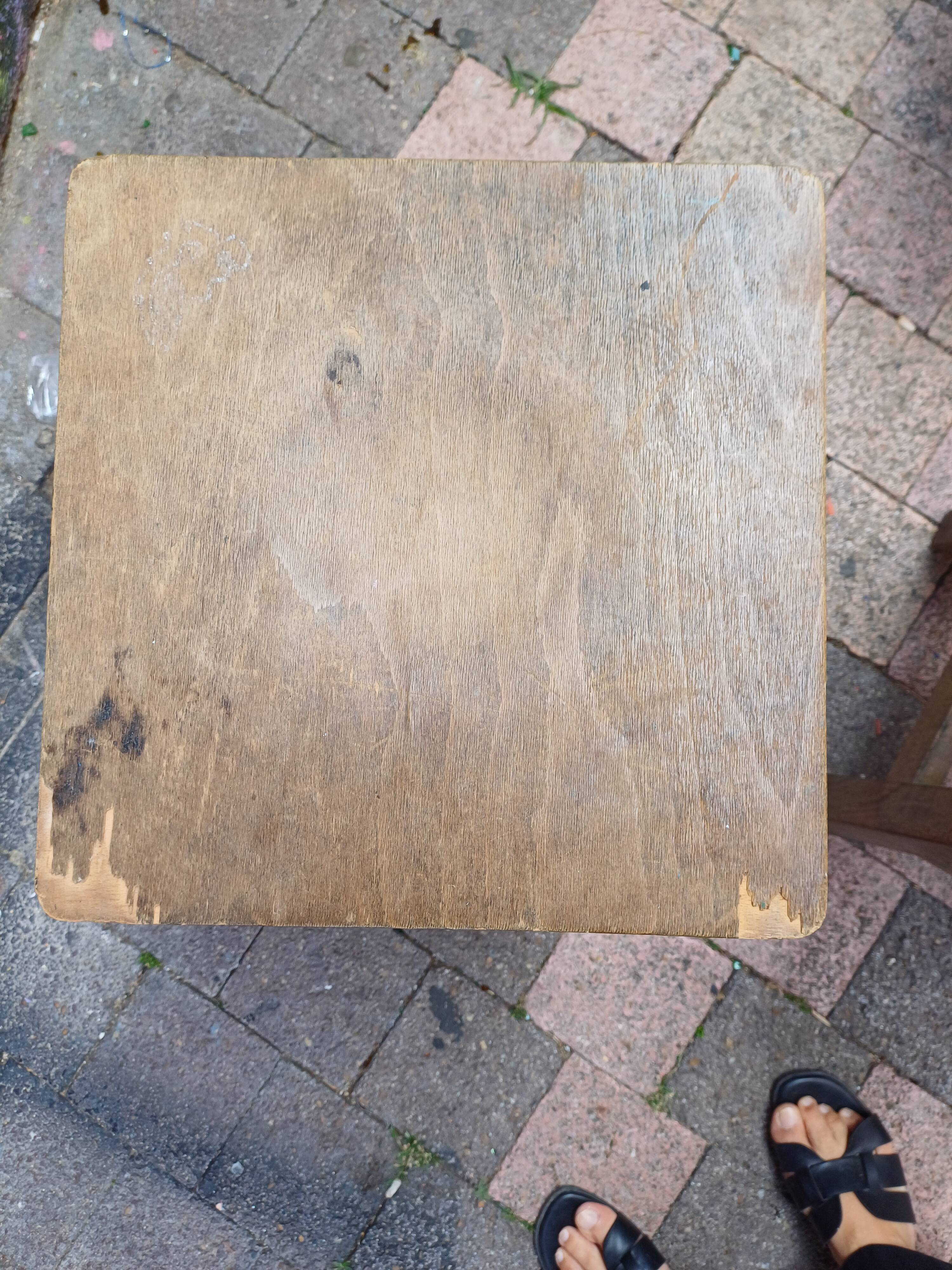 3 vintage square wooden stools