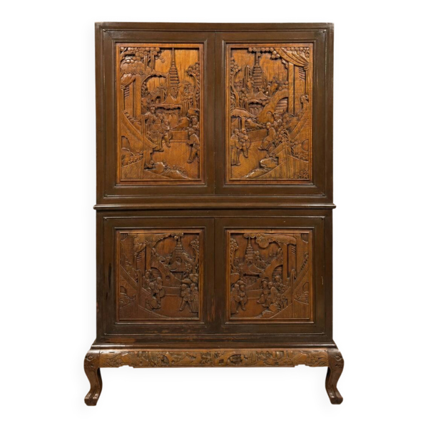 Cabinet pivotant en bois de camphre – vers 1950