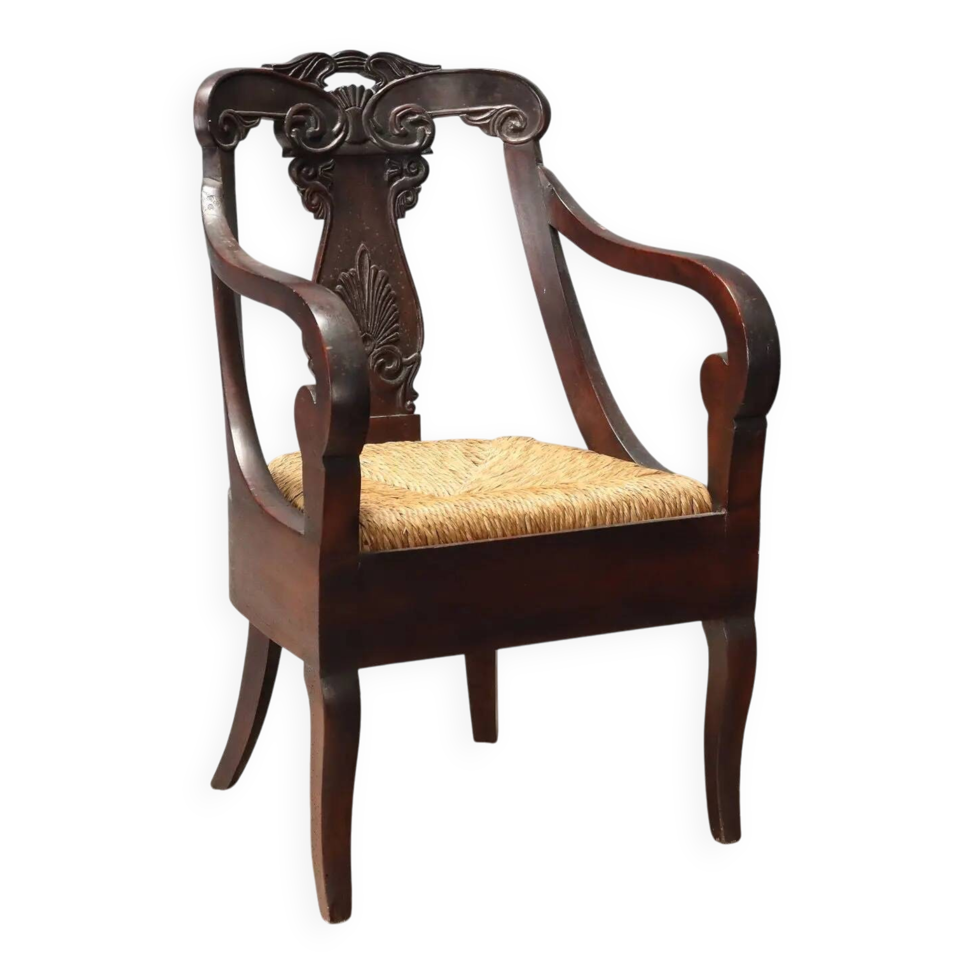 Restoration style walnut armchair from the 19th century