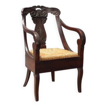 Restoration style walnut armchair from the 19th century