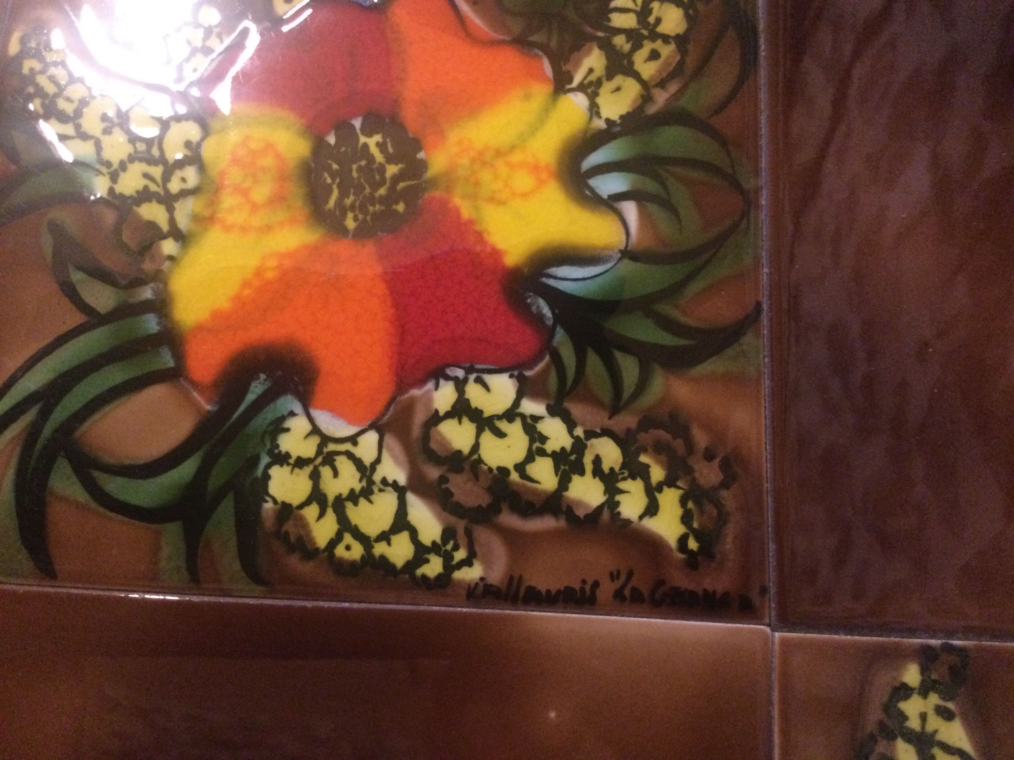 Wrought iron service and Vallauris tiles