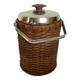 Old wicker rattan ice bucket