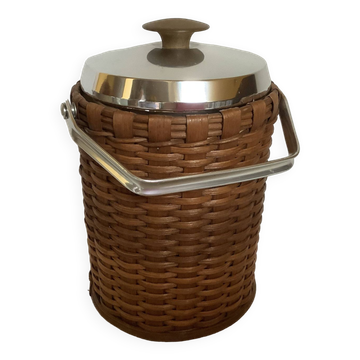 Ancien seau à glace osier rotin