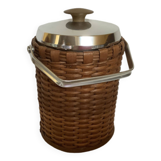 Old wicker rattan ice bucket