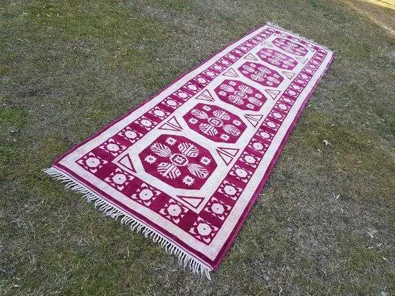 Tapis de couloir turc vintage 105x372 cm