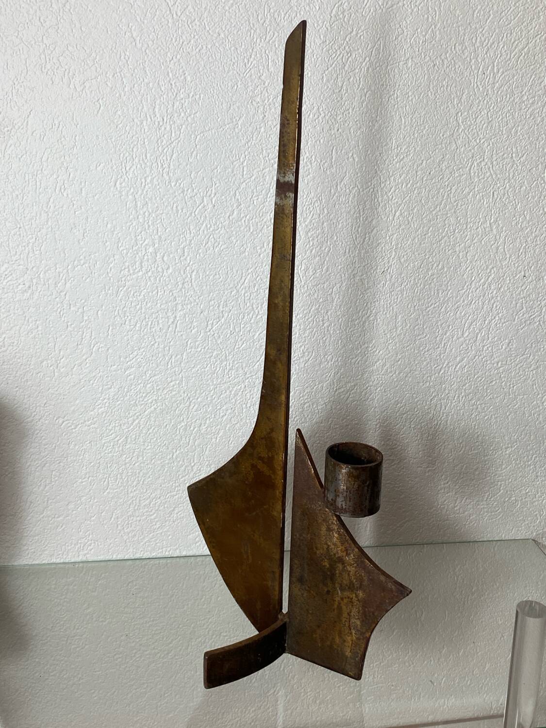 Large brutalist wrought iron chandelier, 1970s