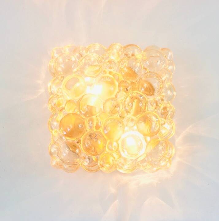 Large Amber Bubble Glass Ceiling Light/Flush Mount by Helena Tynell for Limburg, Germany, 1960s