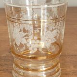 Glass carafe set with gilding and marbling, with 6 associated glasses