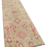 Hand-Knotted Antique Turkish Beige Runner Rug 89 cm x 314 cm