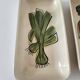 Trio de plats rectangulaires vintage à décor naïf de légumes