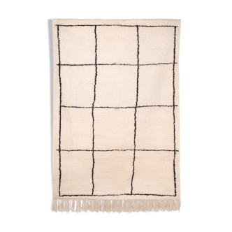Berber carpet beni ouarain ecru with black tiles 175 x 170 cm