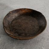 Vintage French Antique Decorative Dark Wooden Bowl in Oak, 1800s