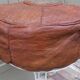 large vintage Moroccan leather pouf