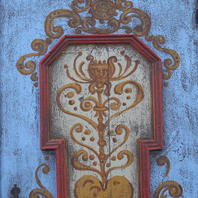 Rustic Farmhouse Folk Art Painted Bridal Cabinet