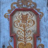 Rustic Farmhouse Folk Art Painted Bridal Cabinet