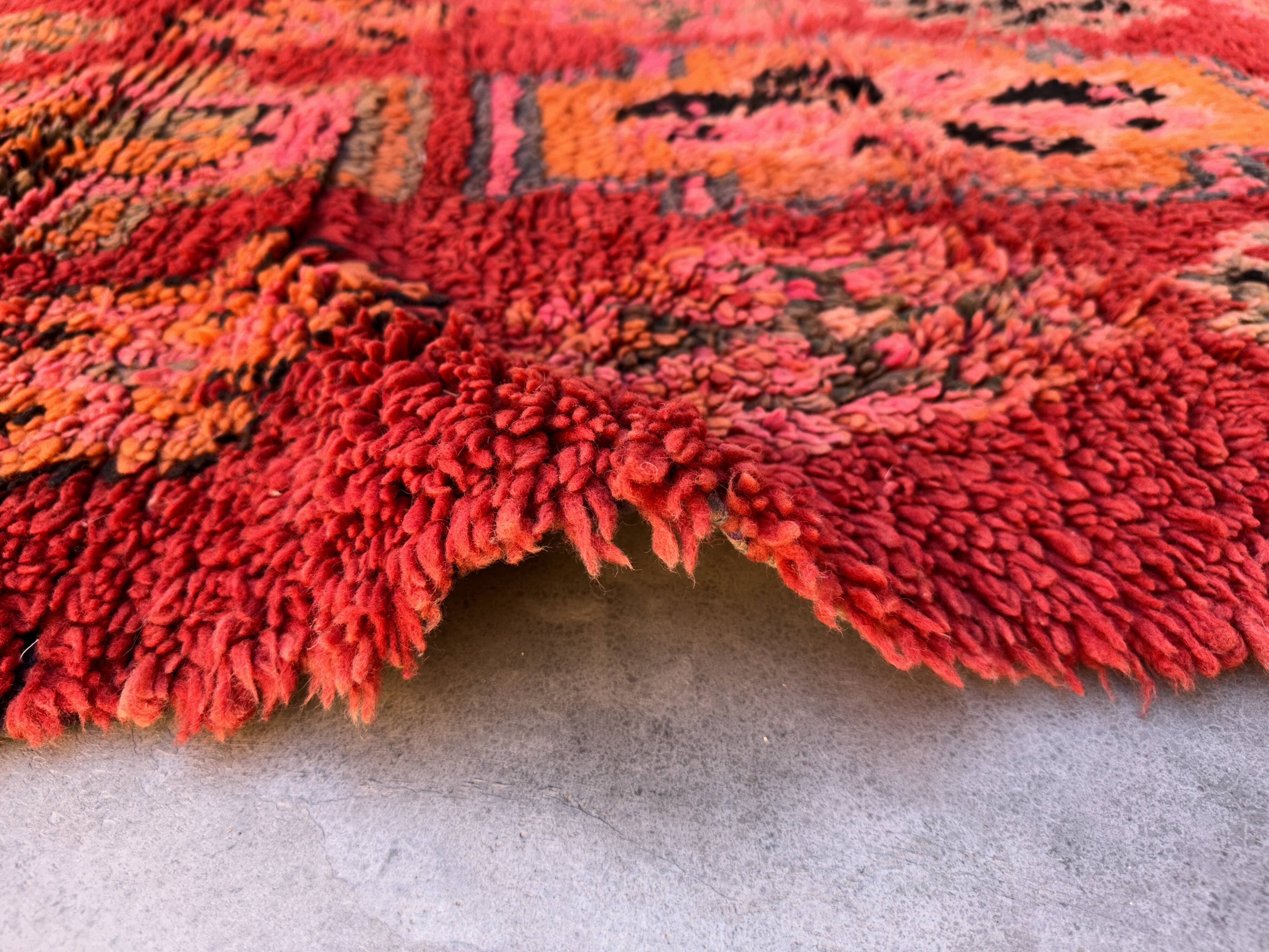 Red Boujad Moroccan rug - 90 x 313 cm