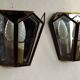 Matching pair french mid century copper & glass single light wall lanterns 3915