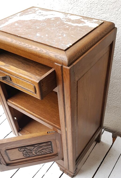 Oak art deco style bedside table