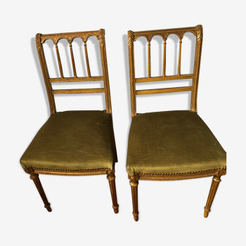 Paire de chaises style Louis XVI bois doré