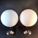 Pair of FLOS IC Lights C/W2 Wall Lights – Chrome & Globe Ø30 – Blown Glass