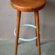 Vintage 60s bar stool in blue lacquered wood and metal.