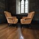 Set of 2 vintage salmon pink armchairs / club chairs